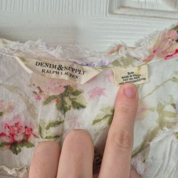 Denim & Supply Ralph Lauren Floral Ruffled Poet Top Size Small - Picture 4 of 4